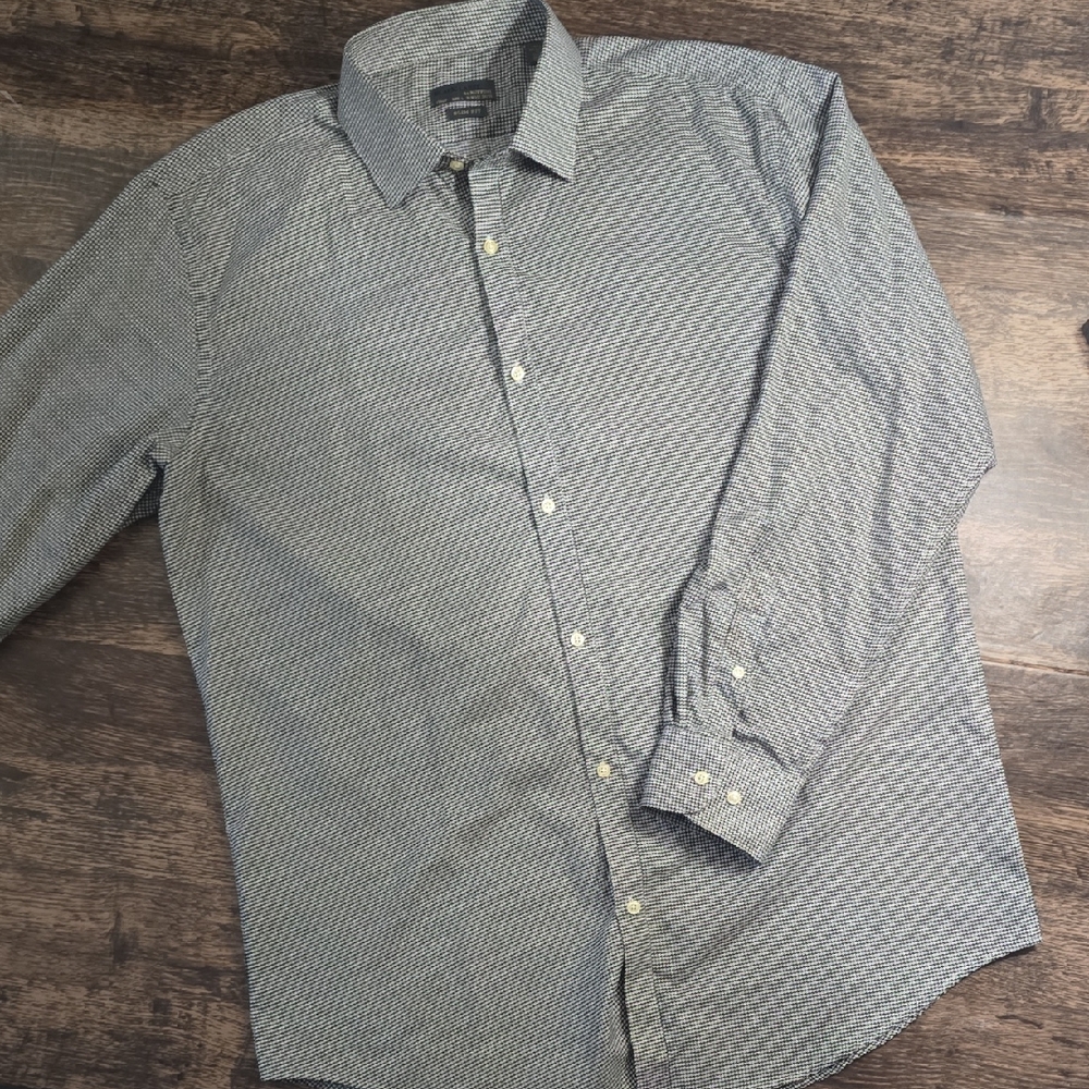 BLACK LABEL RUFFINI Men's‎ Patterned Houndstooth Long Sleeve Black/White Sz L